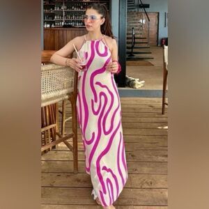 Mango blogger favorite printed halter neck flowy dress